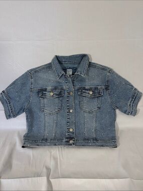 Nina Rossi new Cropped Embellished Denim Jacket - Light Wash